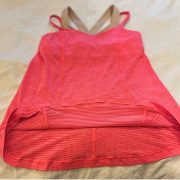 Lululemon Run For Gold Tank Heathered Electric Coral nude sports bra tank top - Picture 7 of 16